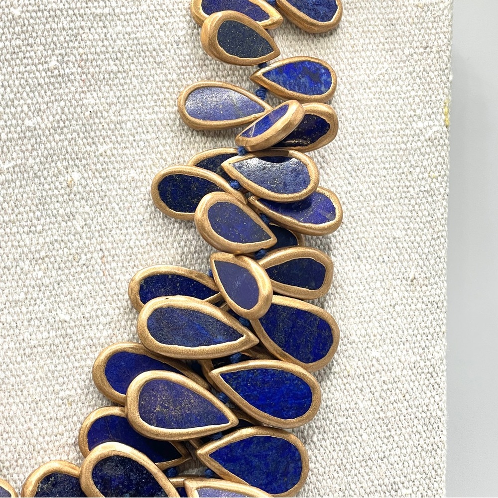 Rarities Carol Brodie African Lapis 2 Strand Statement Necklace RETIRED RARE - Picture 8 of 16